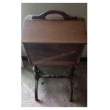 Vintage Wooden Sewing Box w Contents