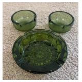Green Glass Ashtrays