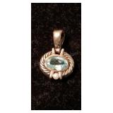 Sterling Silver over 14kt Blue Gemstone Pendant