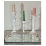 Mirrored Vanity Tray and Assorted Candlestick