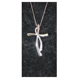 14kt White Gold w 14kt White Gold Cross Pendant