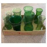 Group of Green Glass Vases