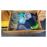 Drawer of Plastic Storage Containers