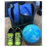 Youth Bowling Shoes, Ball & Bag
