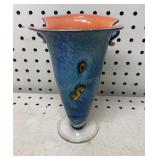 Signed Art Glass Vase 7 inches tall
