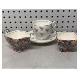 Sugar Creamer Set Tea Cup & Saucer