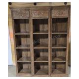Hand craved wood bookshelf. 71½×56×16.
