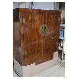 Large Asian style wardrobe. Solid walnut. One