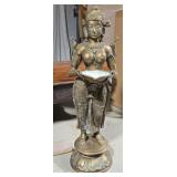 Brass statue of Hindu goddess Lakshmi. 38ins.