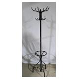 Coat tree. Black metal. 70ins.