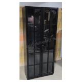 Glass front book/display case. Black painted wood