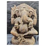 Vintage hand carved wooden statue of the Hindu