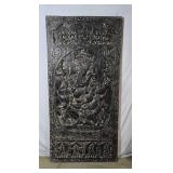 Antique Large hand craved wood panel depicting