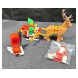 LEGO Santa, seigh, reindeer and elf.