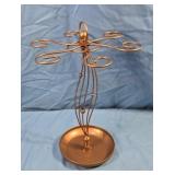 Metal wine glass holder. Copper color. 16ins.