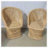Bamboo and hemp barrel chairs. Each is 30½×20×22