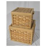 Wood and woven slat storage boxes. 11×14×14;