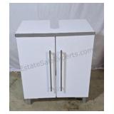 Under sink bathroom cabinet. White Formica and
