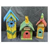 Wooden bird houses.