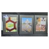 Framed photos of the Taj Mahal and other Indian