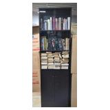 Wooden bookshelf with lower storage. Black.