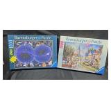 Ravensburger puzzles.  Each is opened and 1000