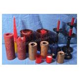 Candles and candle holders.