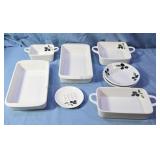 Ceramic baking and serving dishes with an olive