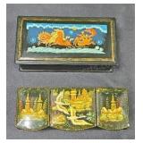 Hand paint and lacquered Russian trinket boxes