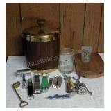 Ice Bucket and Assorted Bottle Openers, Barware