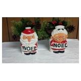 Vintage Ceramic Santa and Mrs Claus Planters