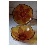 Anchor Hocking Whitman Amber Glass Bowl and Plate
