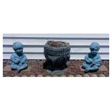 Planter w/Concrete Statues