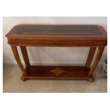 Inlaid Wood Glass Top Sofa Table 20x50x30 inches