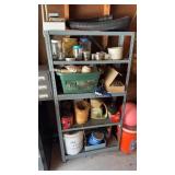 Metal Garage Shelf & Contents