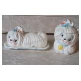 Lefton Mr Toodles Butter Dish and Jelly Jar
