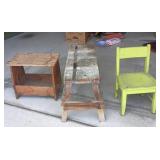 Childs Chair & Wood Benches