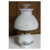 Vintage Milk Glass Hurricane Oil Lamp