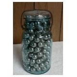 Vintage Blue  Ball Mason Jar filled w/Steel Ball