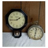 Small Vintage Stratford Wall Clock & Westclox Desk