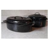 Small Enameled Roaster and Pot