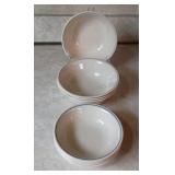 Corelle Bowls- Ivory w/Blue Rim 4 Cereal and 4