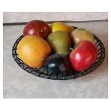 Metal Basket w/Faux Fruit
