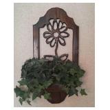 Wood Wall Planter w/Faux Plant 23x11