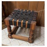 Leather Woven Stool 15x15x13.5 inches tall