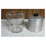 Fire King 4 Cup Measuring Cup and Aluminum Grease