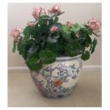 Fish Bowl W/ Faux Flowers Bowl is 10 inches tall