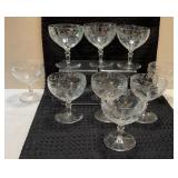 Vtg Libbey Rock Sharpe  Etched Glass Champagne