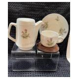MADDOCK SCOTCH THISTLE TEA CUP, SAUCER, TEA POT
