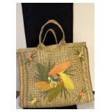Vintage BAHAMA STRAW AND RAFFIA HAND WOVEN BAG